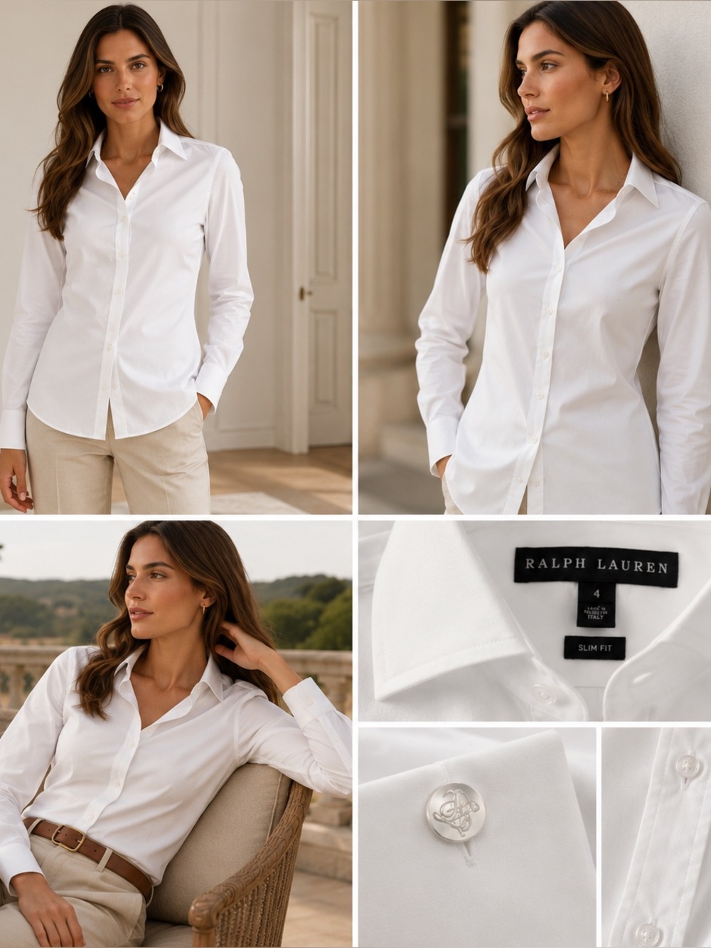 Ralph Lauren Black Label White Button-Down Shirt with mother of peals cuff links